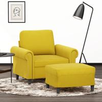 Fauteuil met voetenbank 60 cm fluweel geel