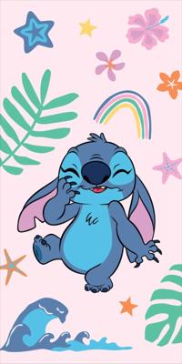 Stitch strandlaken happy roze 70 x 140 cm Katoen