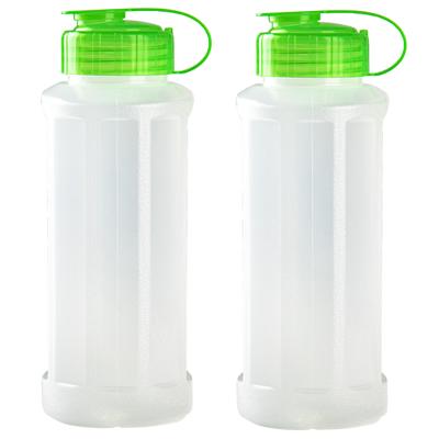 Plasticforte waterfles - 4x stuks - 1100 ml - transparant met dop groen - drinkfles - sport