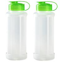 Plasticforte waterfles - 4x stuks - 1100 ml - transparant met dop groen - drinkfles - sport