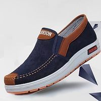 Voor heren Instappers en instappers Instapsneakers Comfortabele schoenen Wandelen Klassiek Casual Buiten Dagelijks Canvas Ademend Leegloper Zwart Blauw Grijs Kleurenblok Zomer Lente Lightinthebox - thumbnail