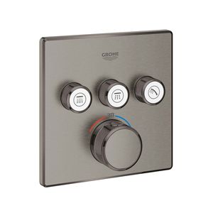 Grohe Inbouwkraan Grohtherm Smart Control Thermostaatkraan met 3-weg Omstelling Vierkant Hard Graphite Geborsteld