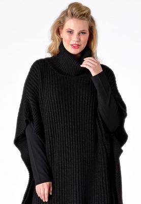 Yoek Poncho met col | Zwart | Maat XL