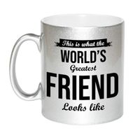 Worlds Greatest Friend cadeau mok / beker zilverglanzend 330 ml   -