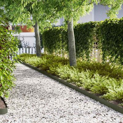 Gazonranden 50 pcs Olijfgroen 100 x 0.5 x 15 cm Staal
