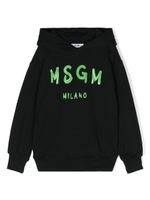 MSGM Kids hoodie en coton à logo imprimé - Noir