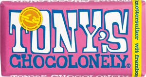 Tony's Chocolonely Wit 28% Framboos Knettersuiker Chocolade Reep 180g bij Jumbo