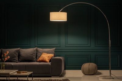 Uitschuifbare booglamp LOUNGE DEAL 170-200cm vloerlamp met witte linnen kap - 35596