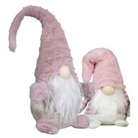 Pluche knuffel gnomes/dwergen - set 2x st - 20 en 46 cm - lichtroze