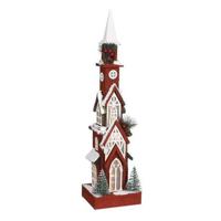 House of Seasons Huis Decoratief Object - 16x14x63 cm - Hout - Rood