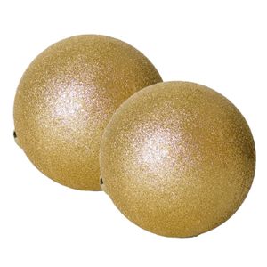 2x stuks grote kerstballen goud glitters kunststof 15 cm