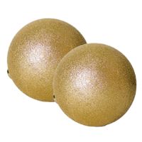 2x stuks grote kerstballen goud glitters kunststof 15 cm