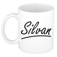 Silvan Naam koffiemok - beker - met sierlijke letters - wit - 300 ml - Cadeau - Heren