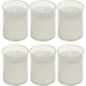 6x Witte kaars navulling voor kaarsenhouder 5x6,5 cm 24 branduren