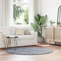 VidaXL Hoogpolig vloerkleed navarra 160x160 cm polyester lichtgrijs