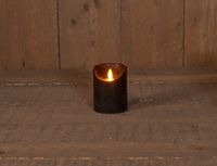 B.o.t. kaars wax rustiek bewegende vlam 7.5x10cm zwart 3xaaa/timer - Anna's Collection