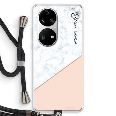 Marmer in stijl: Huawei P50 Pro Transparant Hoesje met koord