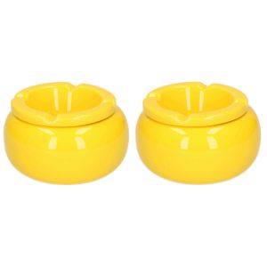 2x stuks Ronde stormasbakken geel 11 cm