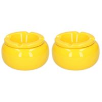 2x stuks Ronde stormasbakken geel 11 cm