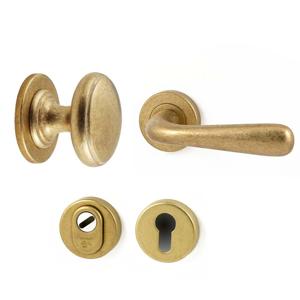 Hardbrass Voordeurset Pragma/Silvia 3-delig linkswijzend - messing getrommeld