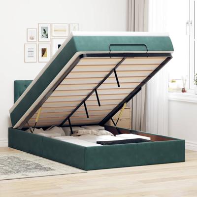 Ottoman bed met matras en LED's 120x200cm fluweel donkergroen