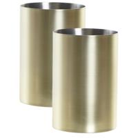 Badkamer tandenborstelhouder / drinkbeker - 2x - metaal - goud - 6 x 10 cm