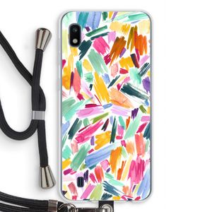 Watercolor Brushstrokes: Samsung Galaxy A10 Transparant Hoesje met koord