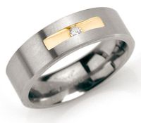 Boccia 0101-08 Ring Titanium met diamant 0,03 crt w/si zilver- en goudkleurig 6 mm - thumbnail