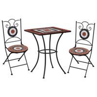 3-delige Bistroset mozaïek keramische tegel terracotta en wit