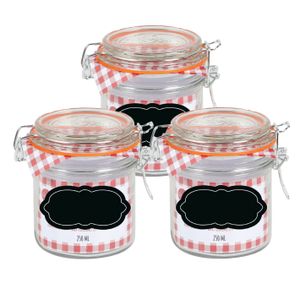 Weckpot/inmaakpot - 4x - 250 ml - glas - met beugelsluiting - incl. etiketten