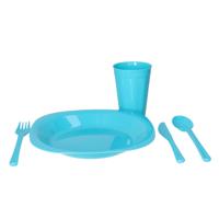 Plasticforte Servies set - 31-delig - blauw - kunststof - herbruikbaar - BPA-vrij - picknick servies