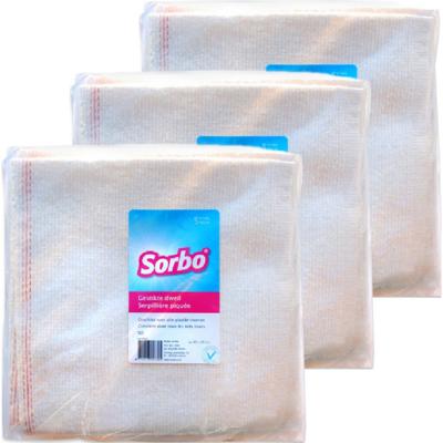 Sorbo katoenen vloer dweilen - wit - 15x stuks - schoonmaakdoeken - 60 x 60 cm