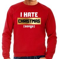 Foute Kersttrui I hate Christmas songs rood voor heren - thumbnail