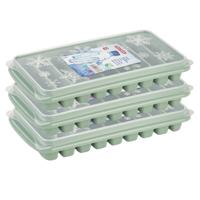 Plasticforte ijsblokjes tray - 3x stuks - mintgroen - kunststof - 26 x 13 x 4 cm - ijsstaafjes - 9 v