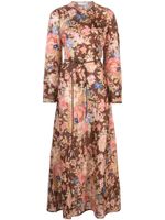 ZIMMERMANN robe ceinturée mi-longue August à fleurs - Marron