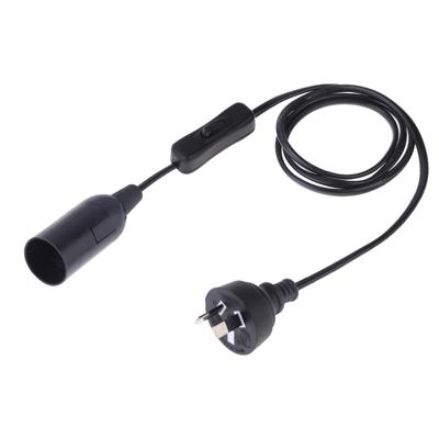 E14 Wire Cap schakelaar lamp houder kroonluchter stopcontact met 1 2 m verlengkabel AU plug (zwart)