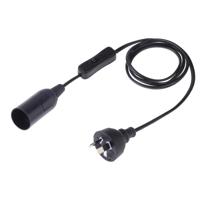 E14 Wire Cap schakelaar lamp houder kroonluchter stopcontact met 1 2 m verlengkabel AU plug (zwart)