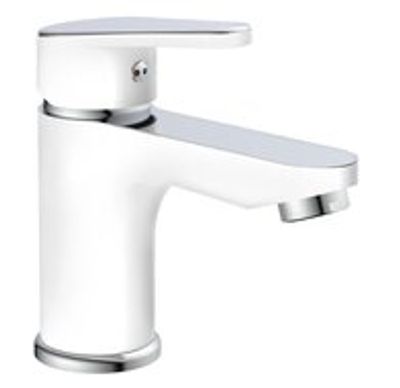 ALASKA ééngreepsmengkraan wastafel, chroom-wit keramische schijven geluidsarme, verwisselbare 35 mm-cartouche flexibele metalen aansluitslangen 400 mm volgens DVGW/KTW-A 1 ¼" (Ø ca. 4 cm) push