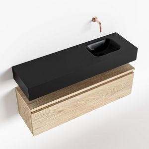 Toiletmeubel Mondiaz Andor | 100 cm | Meubelkleur Washed oak | Lex vrijhangend wastafel Urban Rechts | Zonder kraangat