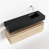Toiletmeubel Mondiaz Andor | 100 cm | Meubelkleur Washed oak | Lex vrijhangend wastafel Urban Rechts | Zonder kraangat