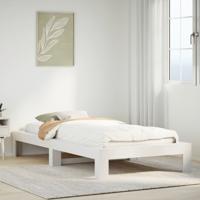Bedframe zonder matras massief grenenhout wit 90x200 cm