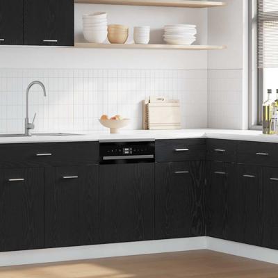 Vaatwasserpaneel 45x1,5x67 cm bewerkt hout zwart eiken