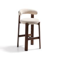 Kave Home Barkruk 'Granite' Chenille en essenhout, kleur Beige/Bruin (zithoogte 75cm)
