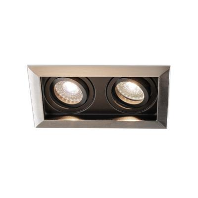 Durham - LED Inbouwspot - 8 Watt 690 Lumen - 4000K Neutraal wit - Dubbel - GU10 - Kantelbaar - Verzonken - IP20 voor binnen - Rechthoek - RVS