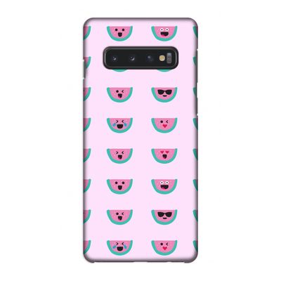 Smiley watermeloenprint: Samsung Galaxy S10 4G Volledig Geprint Hoesje