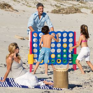 Reuze 4 in Rij Jumbo 4-to-score Reuze Spelreeks 104 cm Hoog voor Binnen en Buiten Spelreeks met 42 Jumbo Ringen & Snelle Schuifregelaar