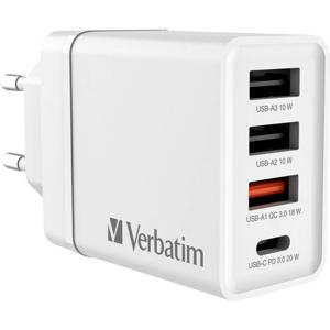 Verbatim CHR-30EU2 USB-oplader 30 W 3x USB-A, 1x USB-C USB PD, QC 3.0, USB PD 3.0