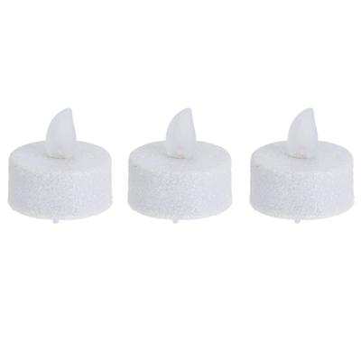 LED waxinelichtjes/theelichtjes - 12x st - wit glitter - 4 x 4 cm - Kerstversiering