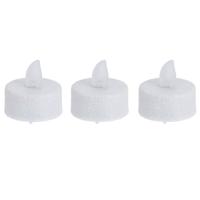 LED waxinelichtjes/theelichtjes - 12x st - wit glitter - 4 x 4 cm - Kerstversiering