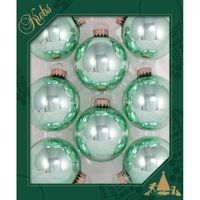 Kerstballen - 8x st - groen - 7 cm - glas - seafoam mintgroen - kerstversiering - thumbnail